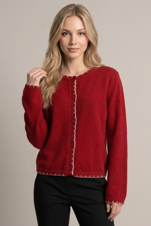 45814T<br/>SCALLOP RIBBING OVERSIZED CARDIGAN