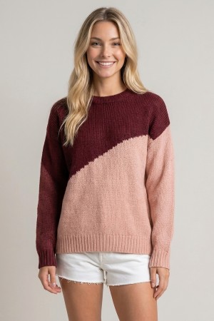 46081T<br/>ASYMMETRICAL COLORBLOCK SWEATER