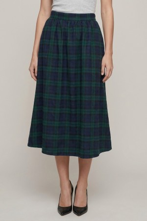 6737S<br/>PLAID MIDI SKIRT